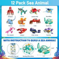 Juego De Construcción De Bloques Mini 12 En 1 Pre Lleno Con Organismos Marinos - Juguetes Educativos STEM Para Niños De 6 a 12 Años Material Plástico - details 0