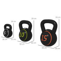 SPORTNOW Pesas Rusas de 2,2kg 4,5kg 6,8kg Kettlebell de Fitness Relleno de Arena con Mango Ancho Antideslizante para Ejercicios y Entrenamiento en Casa y Gimnasio Negro - details 2