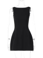 Vestido Mini Elegante A-line Para Mujer Sin Mangas Abierta Espalda Descubierta Color Sólido Vestido De Fiesta Vestidos - details 9