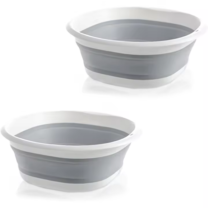 Cuenco plegable, paquete de 2 Cestas PARA LA Colada, cesta para la colada portátil Redonda plegable de 25cm para acampar - 1