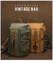 Mochila Vintage de cuero para hombre y mujer, morral de hombro de lona encerada para ordenador portátil de 16 pulgadas, mochila de viaje para llevar - details 0