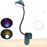 Lámpara de clip para niños, luz de lectura con clip LED recargable por USB con proyección de estrellas, lámpara de noche con cuello de cisne, atenuación táctil de 360°, luz nocturna con clip de estrella (verde) - details 2