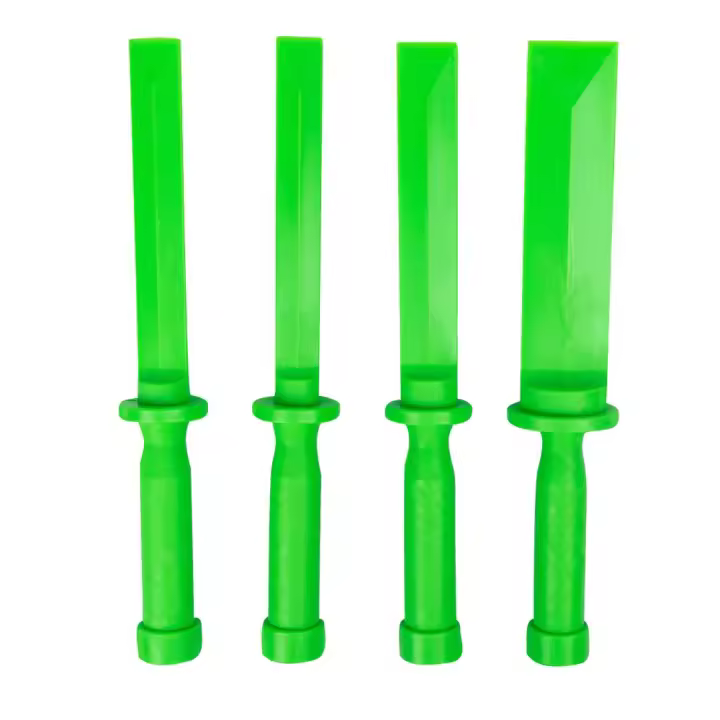 SET DE 4 PALANCAS DE NYLON TIPO CUCHILLA JBM 51832. Para quitar adhesivo, emblemas y trabajos relacionados con la reparación de la chapa de automóviles, sin rayar la superficie. - Para absorber golpes de martillo - Diseñado con nylon. - 1