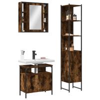 vidaXL Set de muebles baño 3 pzas madera contrachapada en color Roble ahumado/Negro/Gris sonoma | almacenamiento funcional diseño moderno para baño dormitorio sala - details 0