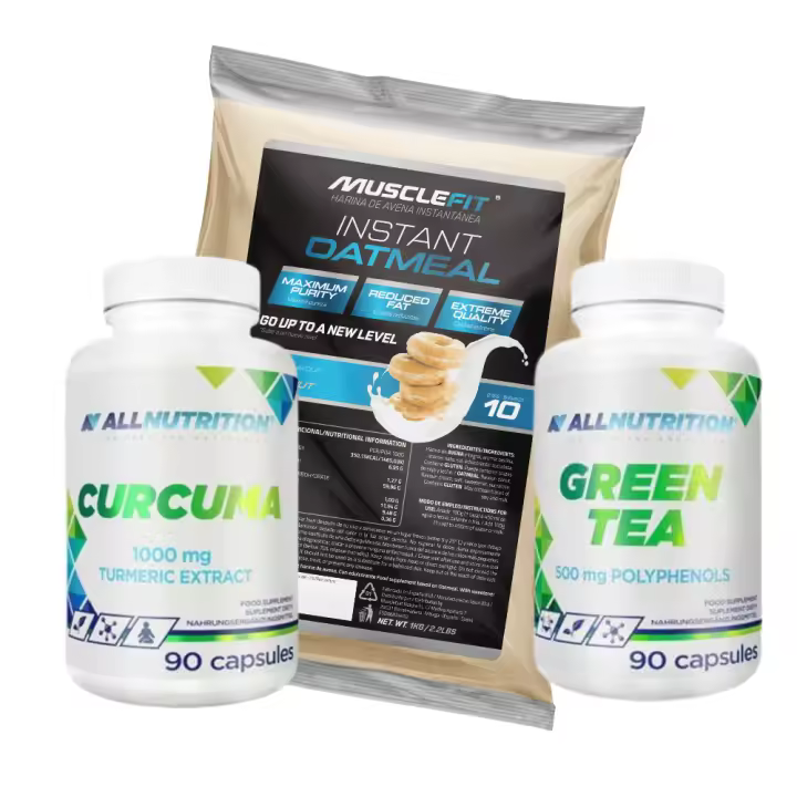Pack Fit Food│Cúrcuma 90cáps + Té verde 90cáps + Harina de Avena 1kg  ALLNUTRITION - MUSCLEFIT - MUSCLECULT - 1