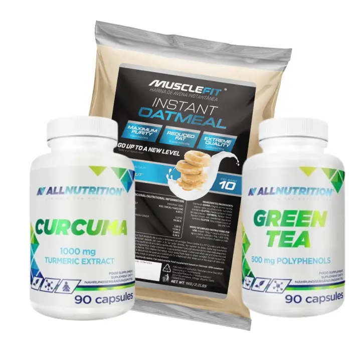 Pack Fit Food│Cúrcuma 90cáps + Té verde 90cáps + Harina de Avena 1kg  ALLNUTRITION - MUSCLEFIT - MUSCLECULT - 1