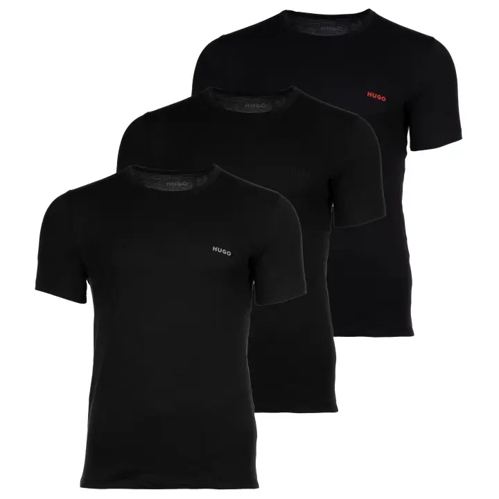 HUGO Camiseta para hombre, pack de 3 - cuello redondo, manga corta, logotipo, algodón, uni T-SHIRT RN TRIPLET P 10217251 01 - 1