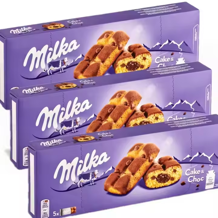 MILKA Choco&Cake - Bizcochos de chocolate con leche 175g (5uds) - Pack de 3 unidades - Total 525g - 1