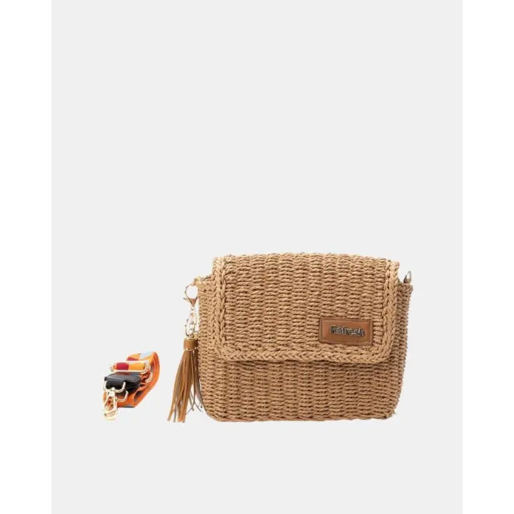 REFRESH 183306 Bolsos Bandoleras Rafia Mujer Taupe - 1