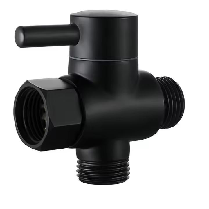 Válvula de cierre de columna de ducha Válvula de cabezal de ducha 1/2 Cabezal de ducha de una T para WC (negro) - 1