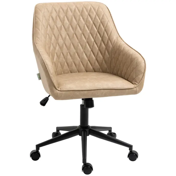 Vinsetto Silla de Oficina Ergonómica Silla de Escritorio Giratoria de Cuero PU con Altura Ajustable y Función de Inclinación para Salón Dormitorio Estudio 59x60x90-100 cm - 1