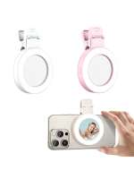 Luz De Rellenar Con Espejo Clip Para Selfie Luz De Anillo Rotatable 180° Portátil Expansible Dimmable Luz Blanca Cálida - details 0