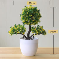 Arbusto Artificial De Bonsái Sakura En Maceta Pequeño Árbol Miniatura De Hojas Verdes Decoración De Flor De Bola De Nieve Simulación Para Escritorio - details 7