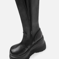 Botas De Mujer Invierno 2024 Con Tacón De Pendiente Alta Antideslizante Moda Grueso Comodidad Casual Estilo Gótico Cierre De Cremallera - details 9