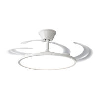 Ventilador de techo retráctil delgado de 48 pulgadas, ventilador de techo de perfil bajo con espectro completo, luz y control remoto, ventilador moderno blanco para comedor, sala de estar y dormitorio, aspas retráctiles, 6 velocidades, regulable, reversib - details 1