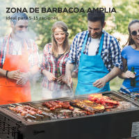 Outsunny Barbacoa de Carbón con 2 Parrillas de Acero Inoxidable Barbacoa Portátil con 2 Especieros para Acampar Picnic Camping Jardín 77x30x70 cm Negro - details 4