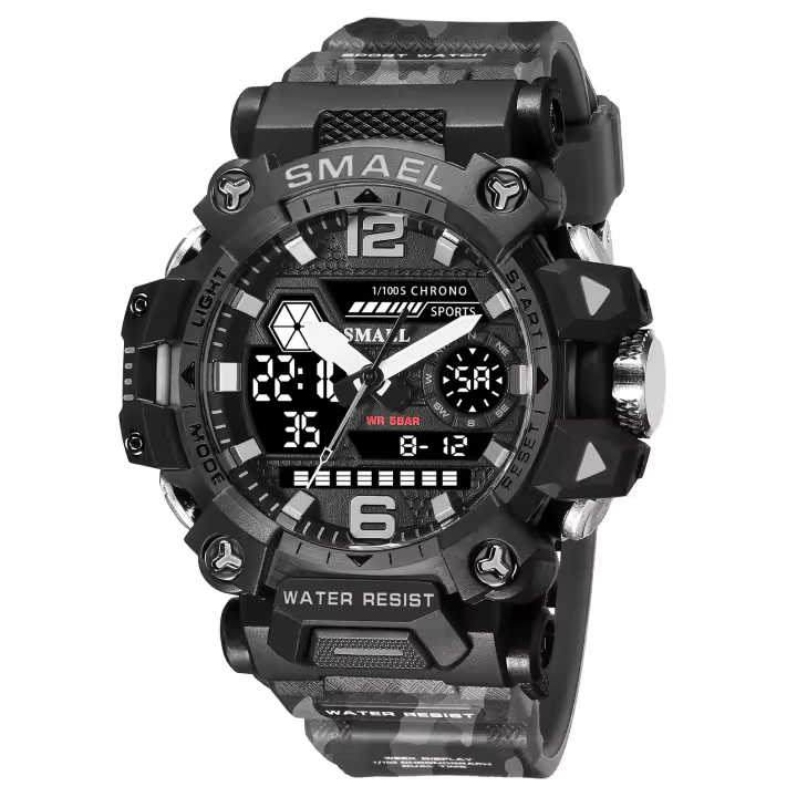 Reloj Deportivo SMAEL 50m Impermeable Digital 8072 Reloj De Pulsera Dual Tiempo LED Para Hombres Resistente Al Choque Con Pantalla LED Y Alarmas - 1