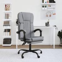 vidaXL Silla de oficina reclinable de tela en color Gris claro/Gris oscuro | cómodas modernas ergonómicas para comedor cocina salón hogar - details 0