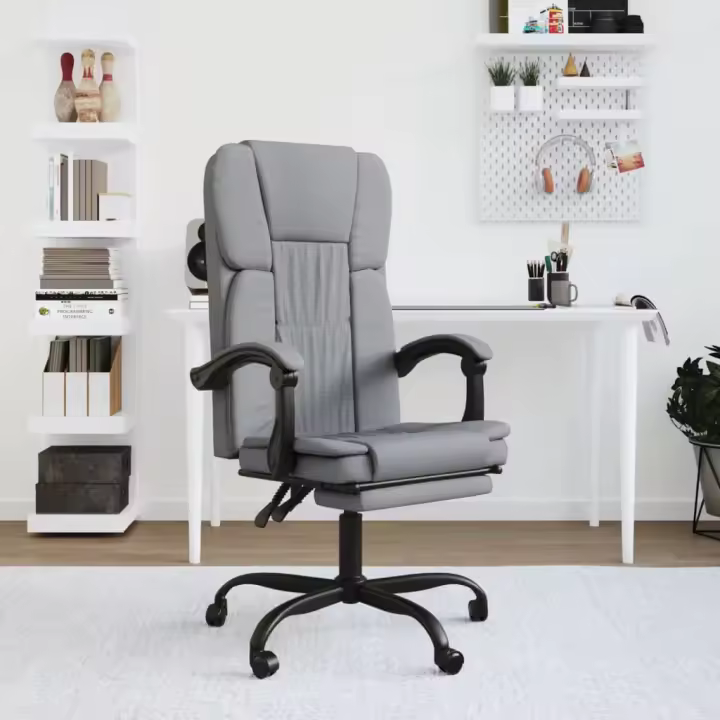 vidaXL Silla de oficina reclinable de tela en color Gris claro/Gris oscuro | cómodas modernas ergonómicas para comedor cocina salón hogar - 1