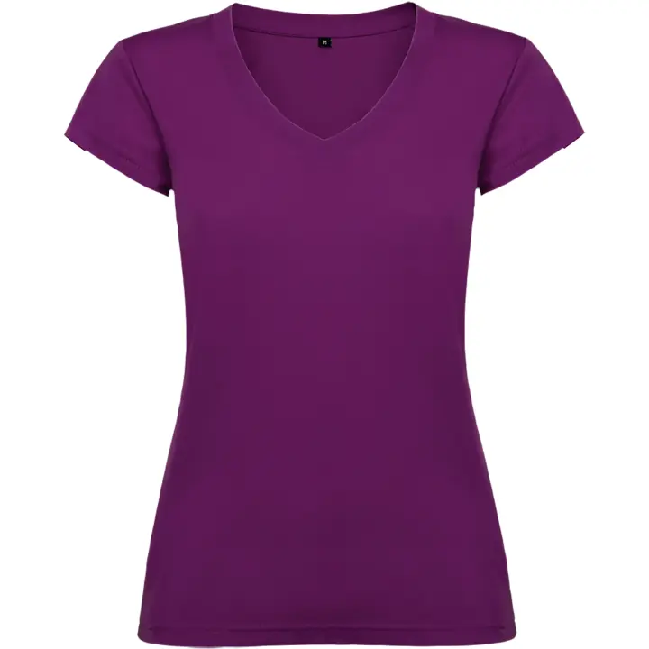 Pack 3 Camiseta de mujer con manga corta, escote en cuello de pico y acabados en ribete acanalado. Corte entallado con costuras laterales. - 1