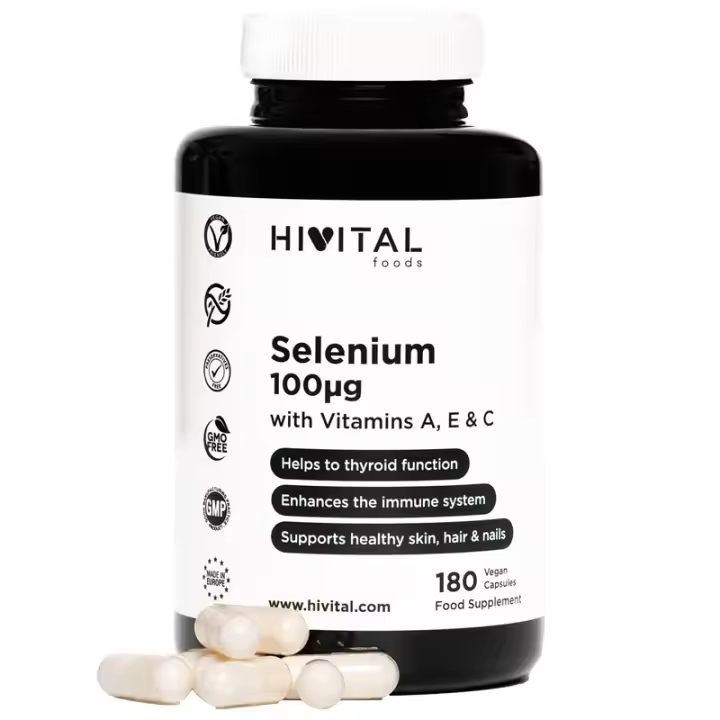 Selenio 100 mcg. 180 cápsulas veganas para 6 meses. Hivital - 1