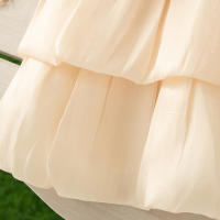 Vestido De Verano Para Bebé Niña Con Lazo Y Diseño De Multicapa Vestido Casual Princesa Con Cuello Halter Sin Mangas Largo De Pierna Poliéster Talla True Fit - details 2