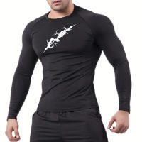 Camiseta De Compresión Con Estampado Gráfico Para Hombres Camiseta Deportiva Para Gimnasio Running Secado Rápido Camiseta Básica Activewear - details 7