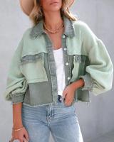 Nueva Chaqueta Corta Para Mujer De Otoño 2024 Moda Retro Estilo Callejero Con Rayas Lavadas Y Collar Tácto Espesado De Polyester Cierre Doble - details 13