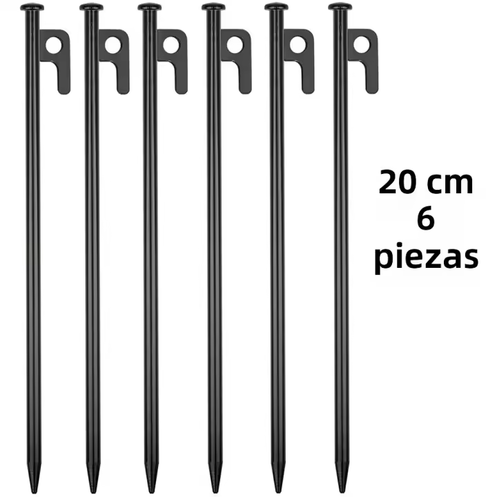 Palo De Tenda De Acero 40cm 30cm Y 20cm Clavos De Tierra Metálicos Para Camping Al Aire Libre Accesorios Para Vela Solar Y Toldo - 1