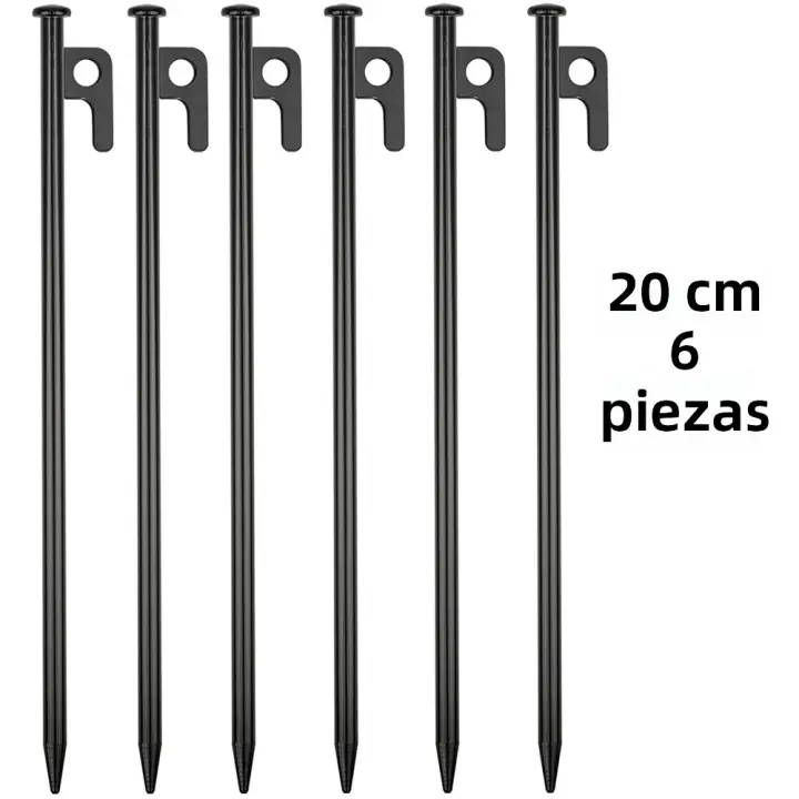 Palo De Tenda De Acero 40cm 30cm Y 20cm Clavos De Tierra Metálicos Para Camping Al Aire Libre Accesorios Para Vela Solar Y Toldo - 1