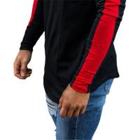 Camiseta De Algodón Patchwork Manga Larga Para Hombre Moda Otoño Casual Deportiva Clásica Con Bajo Arco Tees Tops - details 12