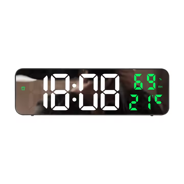 9 Inch Large Digital Wall Clock Temperature Humidity Night Mode Snooze 12/24H USB Pl-in Version Electronic LED Alarm Clock - 1