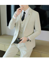Traje De Tres Piezas Para Hombre De Color Sólido Tendencia Business Con Chaleco Y Pantalones Alta Calidad Conjunto De Moda Para Bodas O Eventos Formales - details 6