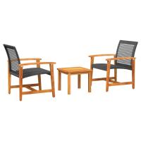 vidaXL Juego de bistro de 3 piezas ratán PE y madera de acacia Negro, Gris, Beige Conjunto Terraza Muebles Jardín Exterior Juego de Muebles de jardín Mueble Jardín Exterior Muebles de Salon Exterior - details 1