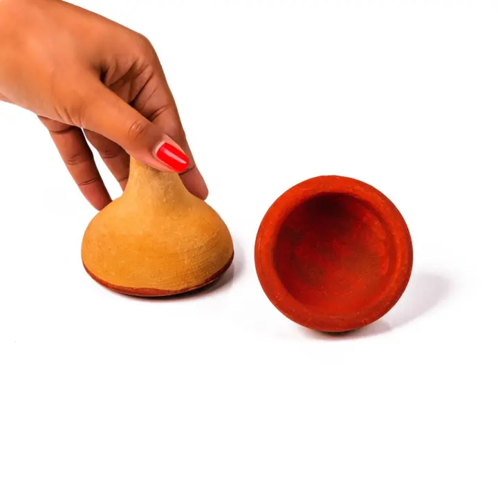 2x Pintalabios Árabe Tradicional de Barro - Aker Fassi Rojo Natural para Labios - 7x4cm - Akar Fassi Labial Bereber - Packs disponibles en oferta - 1