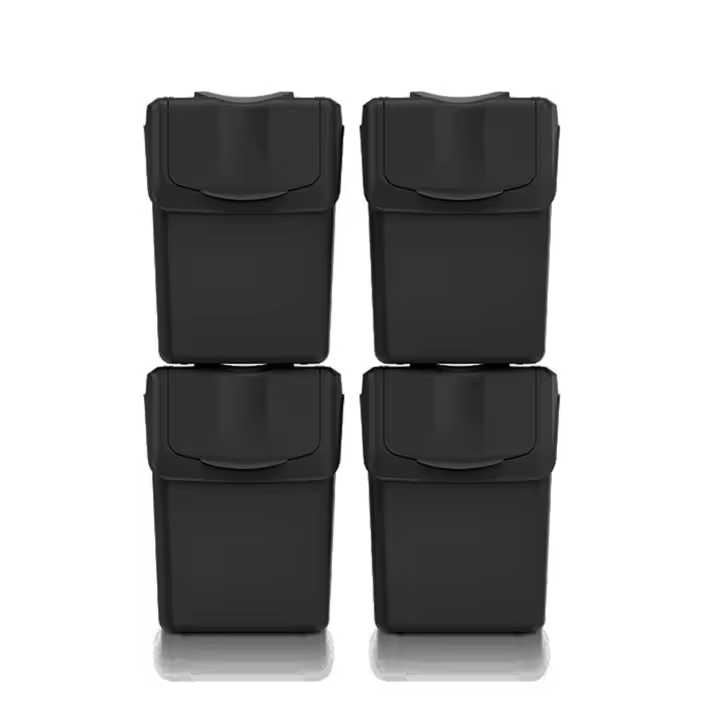 Set de 4 cubos de basura KEDEN SORTIBOX para reciclado, blanco roto, volumen 4x20L - 1
