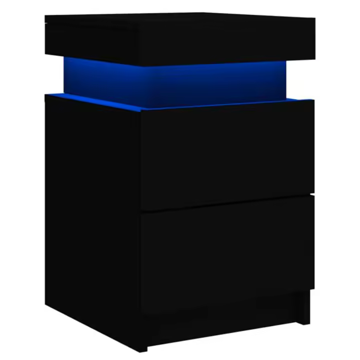 Mesita de noche moderna con luz LED Nyana Home | Diseño moderno | Gran durabilidad | Funcional y versátil | Optimización de espacio | Medidas: 45x52x35 cm - 1