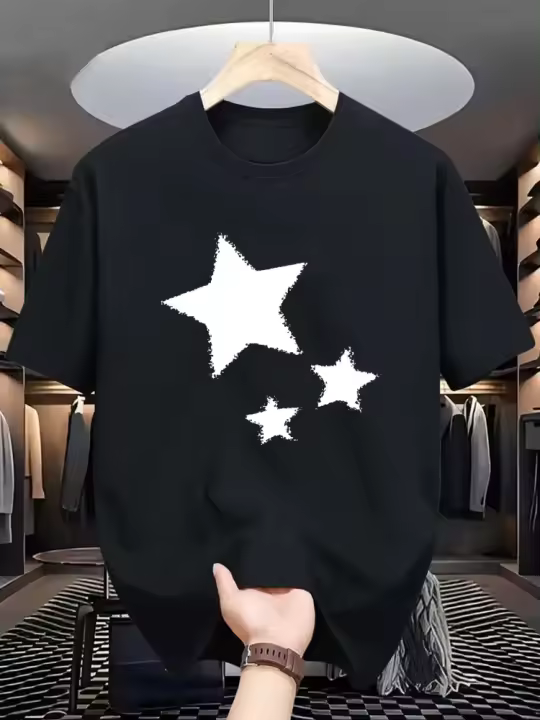Camiseta De Algodón Respirable Para Hombre Estampada Cuello Redondo Estilo Hip-hop Para Fitness Y Uso Diario Verano - 1