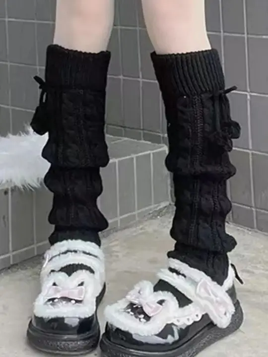 Pareja De Calcetines De Media Caña Estilo Japonés Harajuku Para Mujer Color Blanco Tejidos Alambre Y Poliéster Tipo Casual - 1