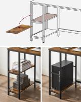 Escritorio Industrial con 2 Estantes Ajustables - Mesa de Trabajo para Oficina o Salón, Estructura de Acero, Marrón Rústico y Negro Tinta - details 10