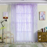 Cortinas Verdes De Hojas De Sauce 2 Paneles Diseño De Estampado Transparentes Cortina Voile Para Decoración De Habitaciones Y Salones - details 7