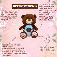 Muñeco De Peluche Para Bebés Oso De Respiración Soothing Otter Con Música Y Luz Compañero De Sueño Para Niños Edad Recomendada 3-6 Años Material Poliéster Relleno De Algodón PP - details 3