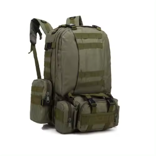 Prowalk mochila táctica negra o verde olivo, senderismo y acampada militar de asalto de 50 litros 4 en 1, con tres bolsos extraíbles tipo táctico bolso para montaña, rutas y camping caza y pesca, trekking y actividades de ocio y deportes al aire libre - 1