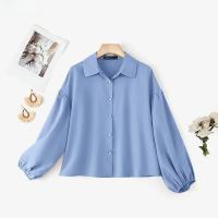 ZANZEA Camisa Elegante Para Mujer Con Manga Larga Y Forma De Lámpara Estilo Casual Con Botones Cuello En V Tunicas Sueltas Para Oficina - details 6