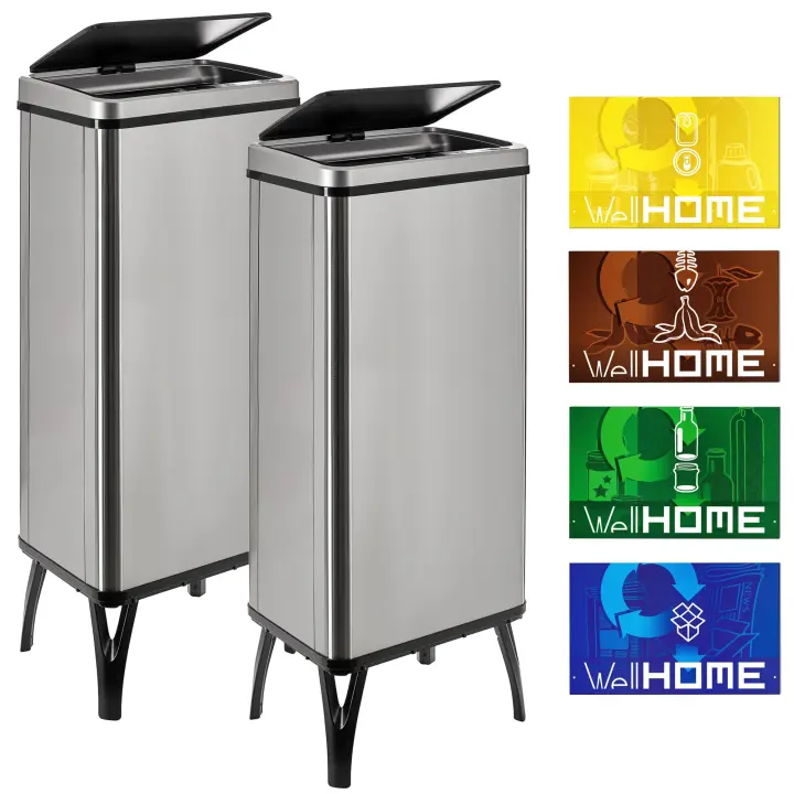 Wellhome Cubo de Basura Inteligente 60L Gris con Etiquetas Magnéticas - 1