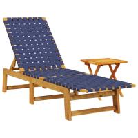 vidaXL Tumbona con mesa madera maciza de acacia y tela Negro, Rojo, Azul Sillas de Exterior Ideal para jardín, playa, piscina, terraza Tumbona Piscina Tumbonas Playa Tumbonas Jardín Exterior - details 2