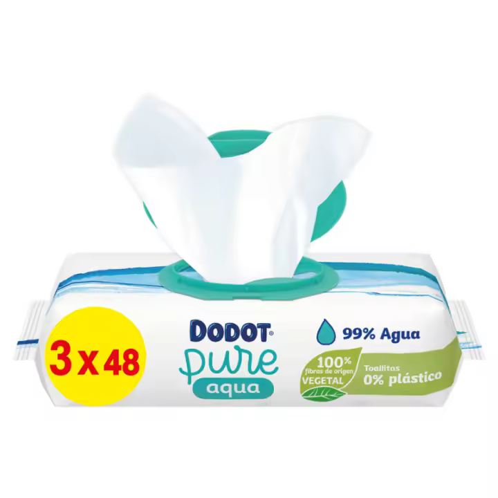 DODOT AQUA PURE PLASTIC FREE TOALLITAS 144 UNIDADES - 1