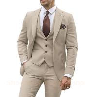 Traje De Boda Para Hombre Nueva Luz Gris 3 Piezas Conjunto De Traje Formal Vestido De Negocios Con Chaleco Y Pantalones - details 5