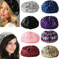 Gorro De Lentejuelas Para Mujer Beret Brillante Para Fiesta Carnival Club Baile Chic Retro Beret De Poliéster Unisex - details 0