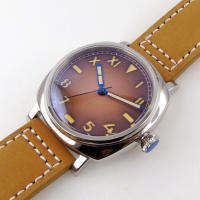 Reloj Automático Tandorio 42mm NH35A 20bar Dial Negro Calífornia Cristal De Zafiro Corona Ajustable Cuarzo Polido Cuero Negro - details 5
